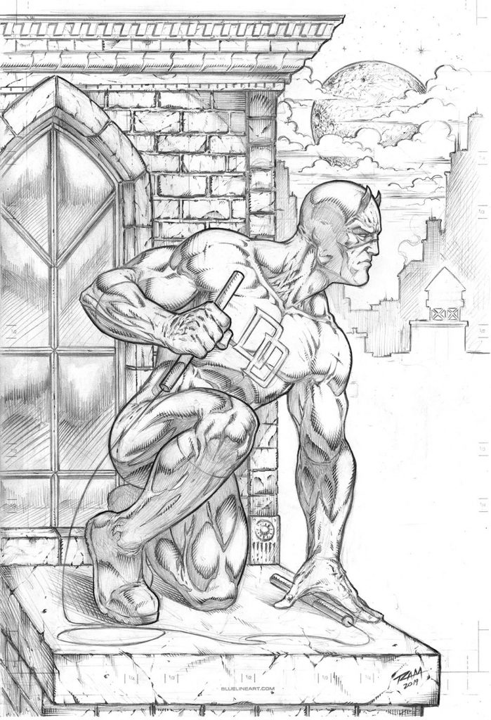 Daredevil Pencil Drawing Fan Art by Robert A. Marzullo