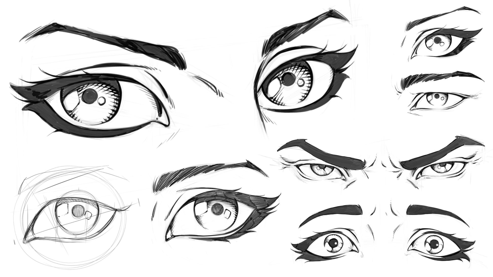 How to Draw Anime Eyes - Female (Eyes) Step by Step