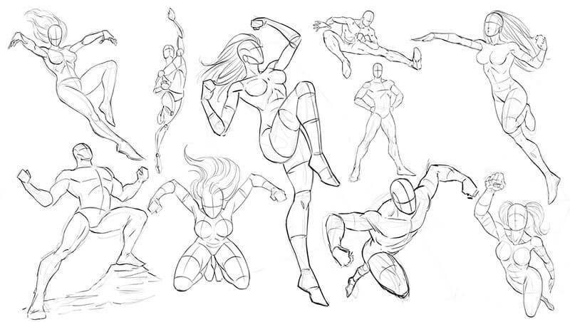 superhero pose sketch