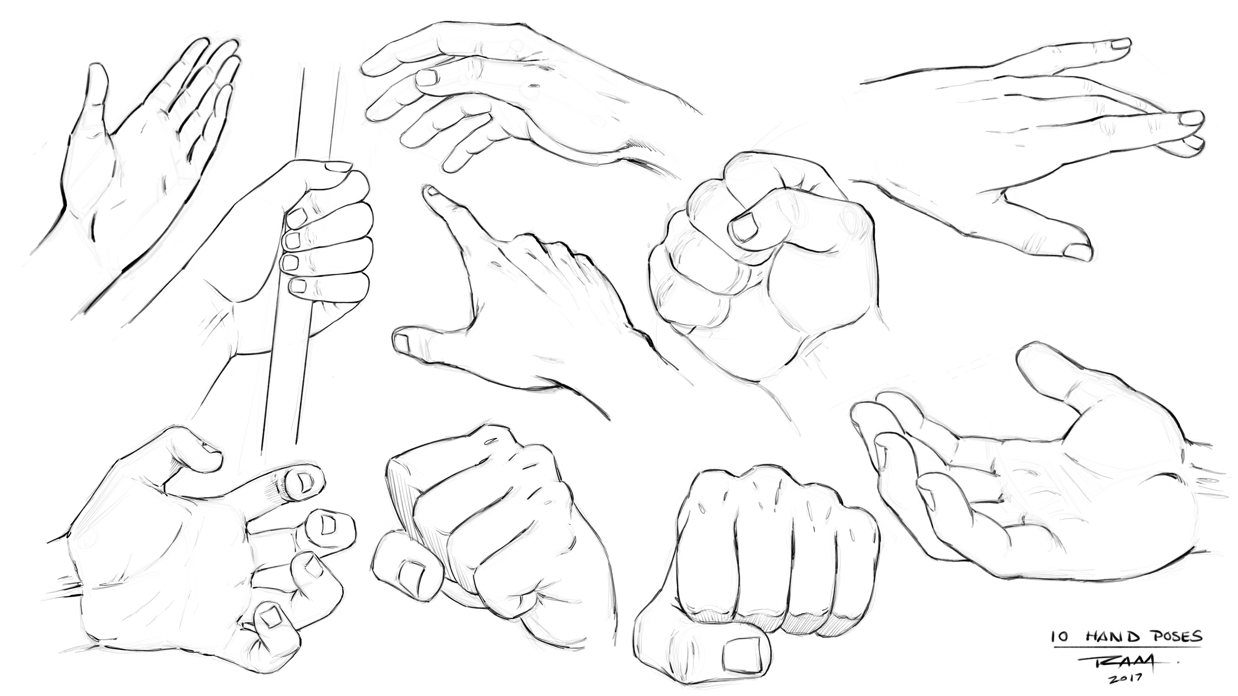 How to Draw Dynamic Hand Poses - Step by Step