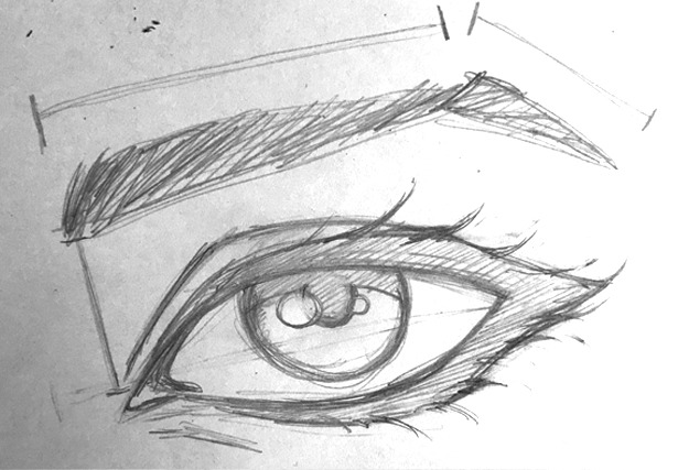 Step 7 - Draw in the Shadows and the Eye Lashes