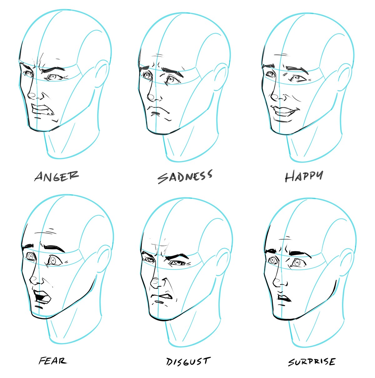 How To Draw Expressions. Part 3  Drawing tutorials, outline, guades, tips  for artists - Art blog 