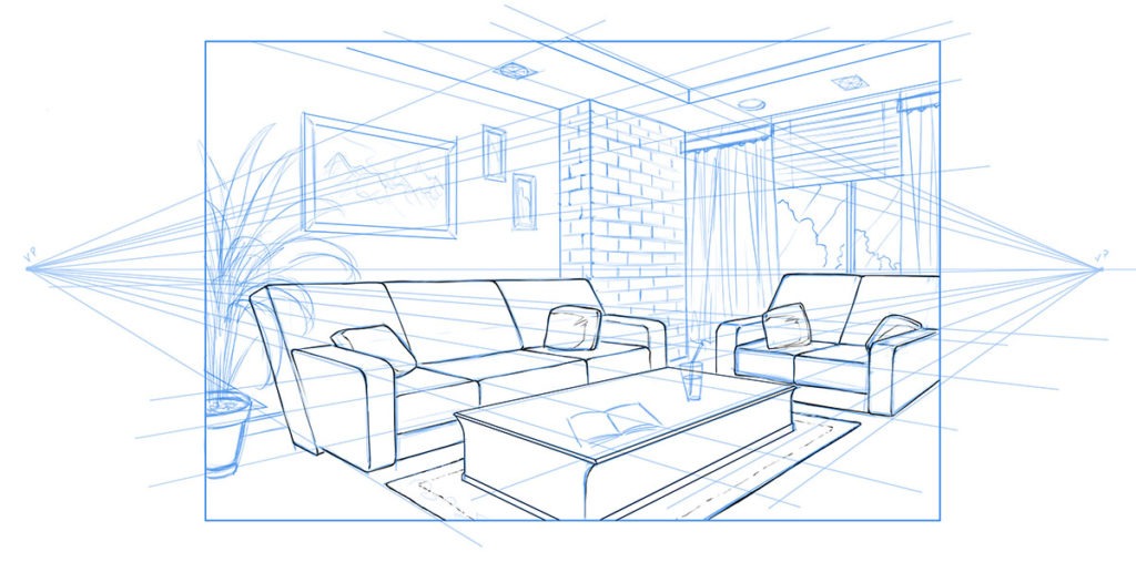 Drawing a 2 Point Perspective Background Step 5
