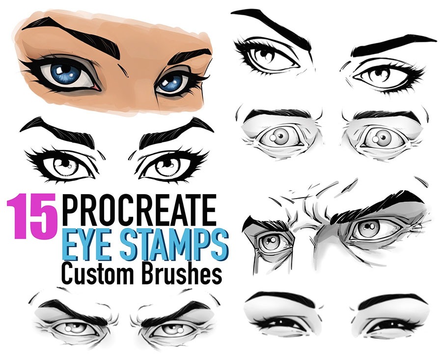 Procreate Anime Eye Stamp Brush for Eyes Reference Brush 