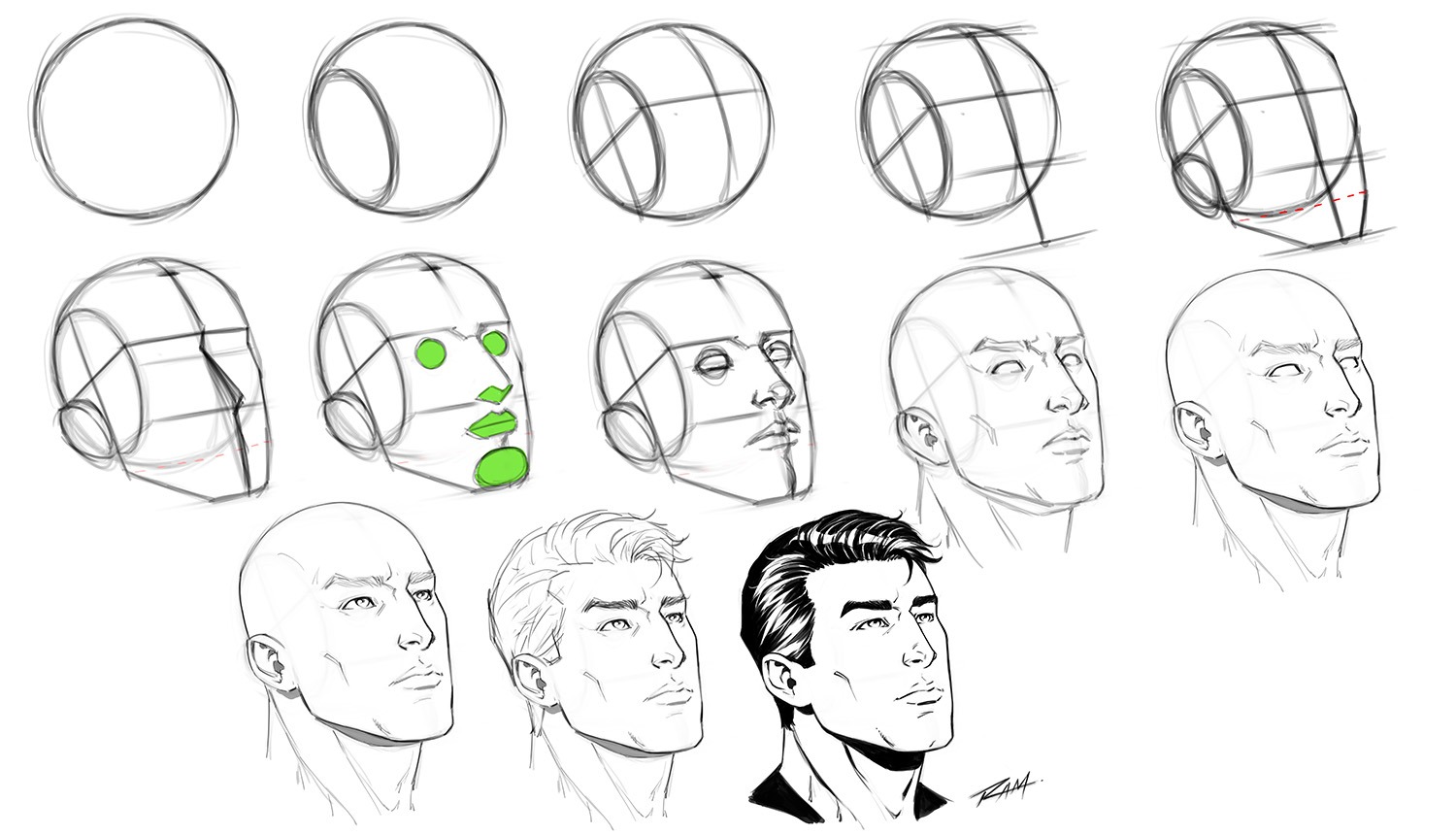 drawing human head angles