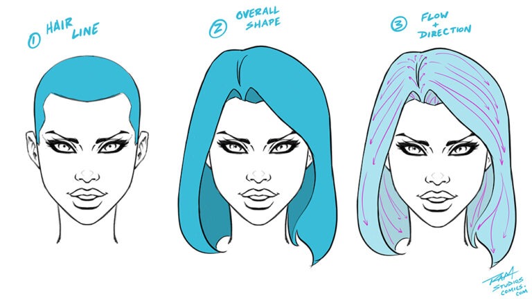 How to Draw Hair in Different Styles – Step by Step - Ram Studios Comics