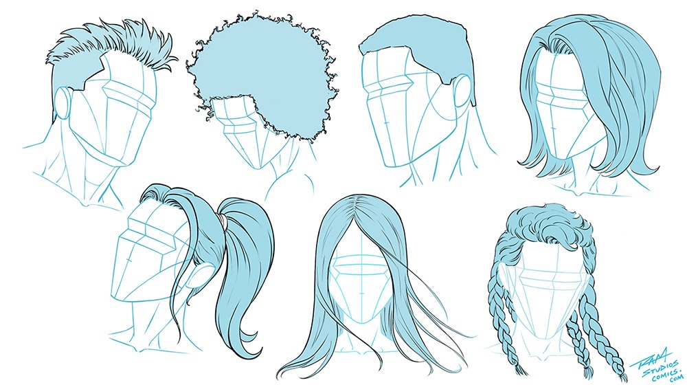 How To Draw Hair In Different Styles Step By Step Ram Studios Comics