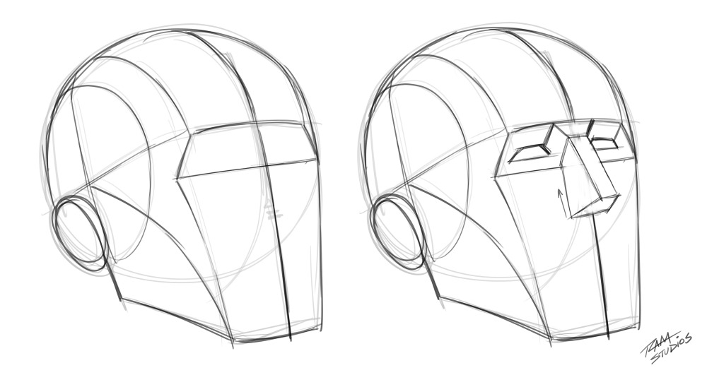 Drawing the Plane Changes of the Eyes and Nose